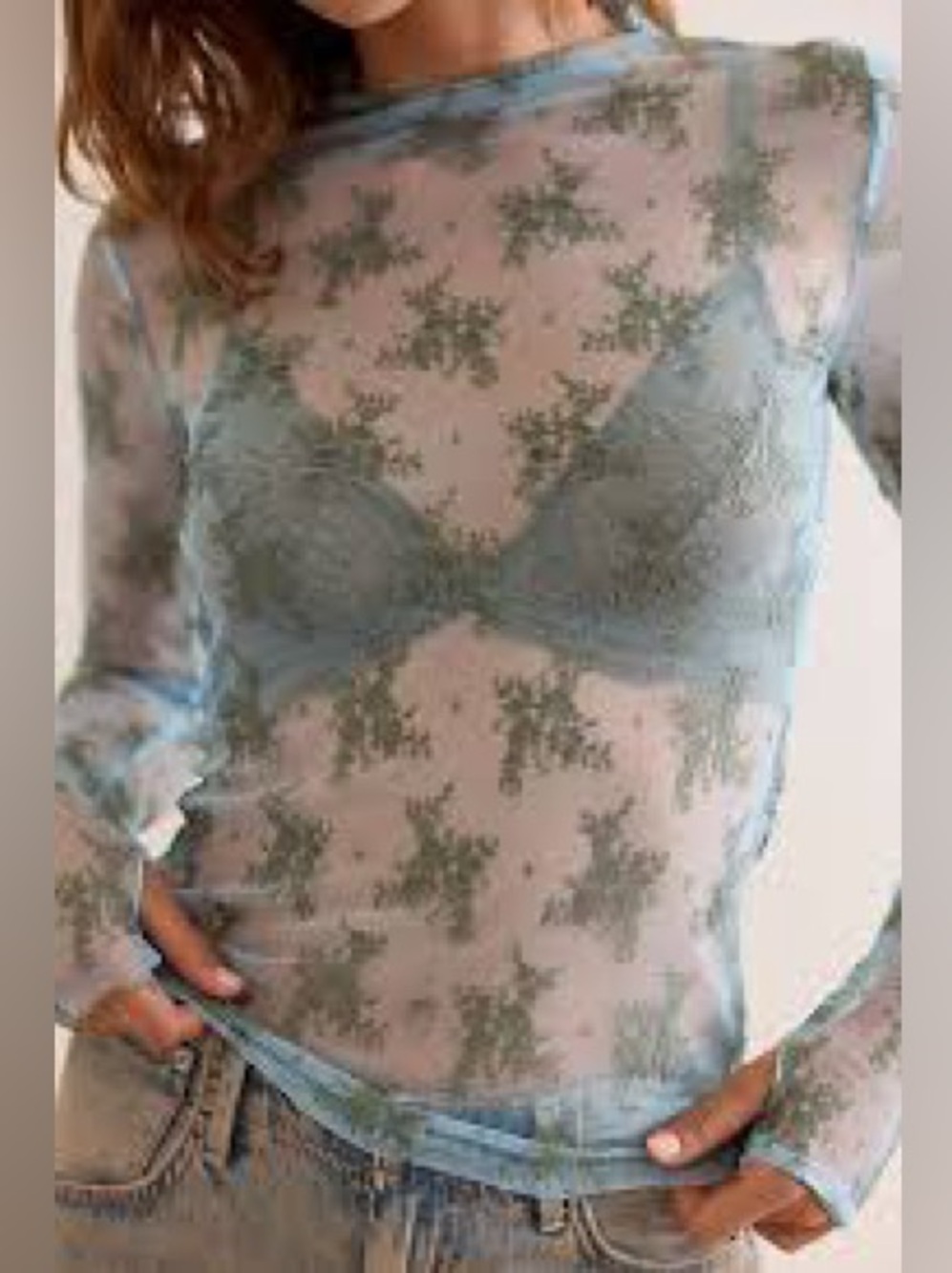 Size S - Free People by
Intimately light green lace top